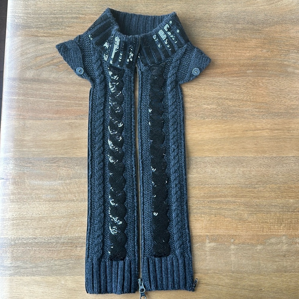Veronica Beard Luana wool and cashmere sequin Dickie charcoal gray. One size.